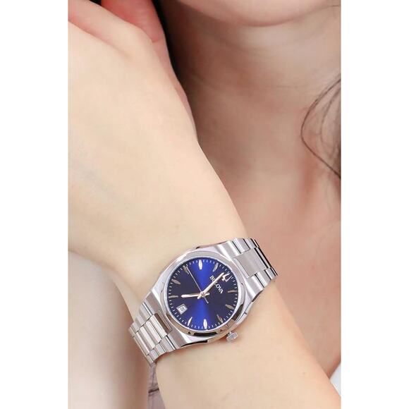 NIB Bulova Surveyor Quartz 96M157 Woman\'s Watch 34mm Silver Minimalist Classic main image 6